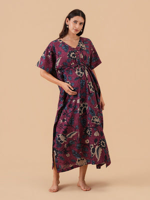 Cozy Charm Maternity and Nursing Kaftan Nighty - S Maternity Nightwear