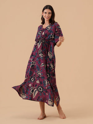 Cozy Charm Maternity and Nursing Kaftan Nighty - S Maternity Nightwear