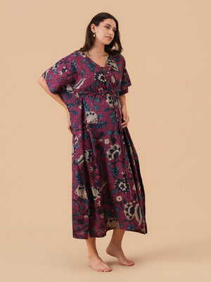 Cozy Charm Maternity and Nursing Kaftan Nighty - S Maternity Nightwear
