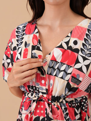 Cozy Escape Maternity and Nursing Kaftan Nighty - S Maternity Nightwear