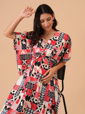 Cozy Escape Maternity and Nursing Kaftan Nighty - S Maternity Nightwear