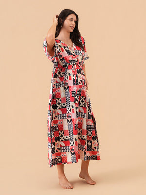 Cozy Escape Maternity and Nursing Kaftan Nighty - S Maternity Nightwear