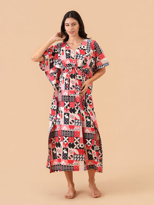 Cozy Escape Maternity and Nursing Kaftan Nighty - S Maternity Nightwear