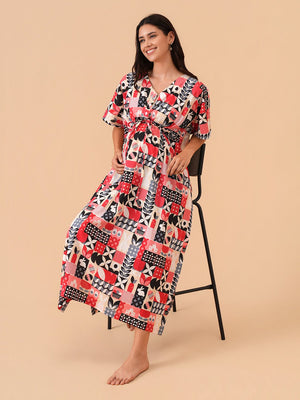 Cozy Escape Maternity and Nursing Kaftan Nighty - S Maternity Nightwear