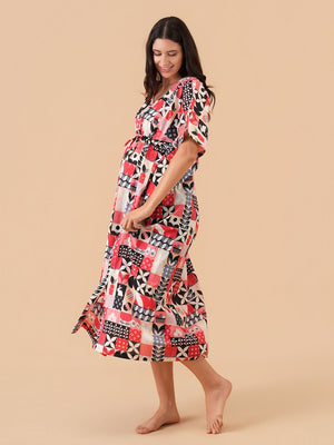 Cozy Escape Maternity and Nursing Kaftan Nighty - S Maternity Nightwear