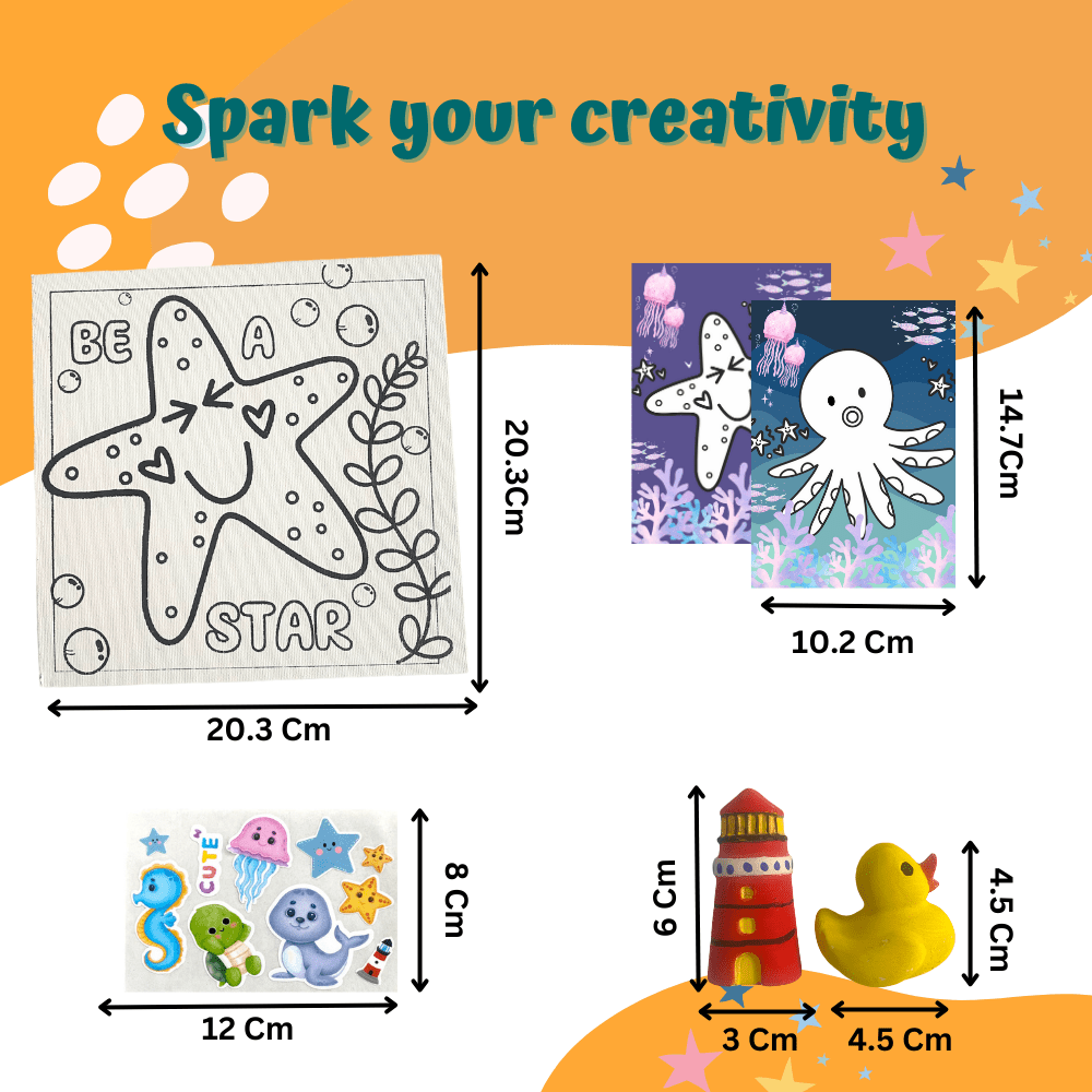 Craftopedia 4 In 1 Canvas Set - Ocean | DIY Art and Craft Kit - CAN04T