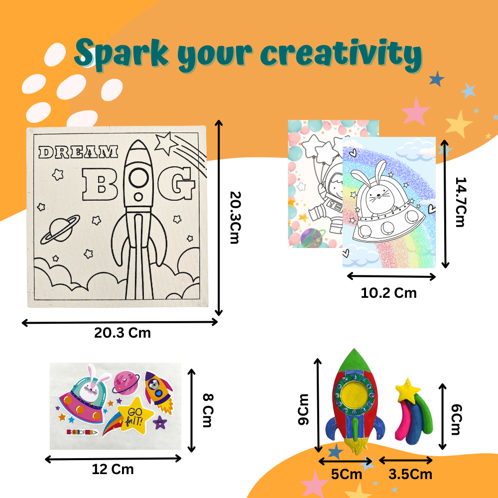 Craftopedia 4 In 1 Canvas Set - Outer Space | DIY Art and Craft Kit - CAN02T