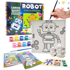 Craftopedia 4 In 1 Canvas Set - Robot | DIY Art and Craft Kit - CAN01T