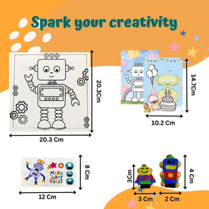 Craftopedia 4 In 1 Canvas Set - Robot | DIY Art and Craft Kit - CAN01T