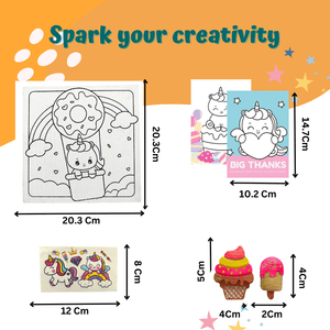 Craftopedia 4 In 1 Canvas Set - Unicorns In Candyland | DIY Art and Craft Kit - CAN03T