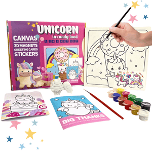 Craftopedia 4 In 1 Canvas Set - Unicorns In Candyland | DIY Art and Craft Kit - CAN03T