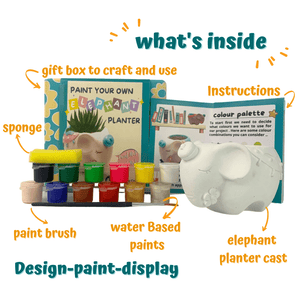 Craftopedia Paint Your Own Elephant Planter | DIY Art and Craft Kit - CR03T