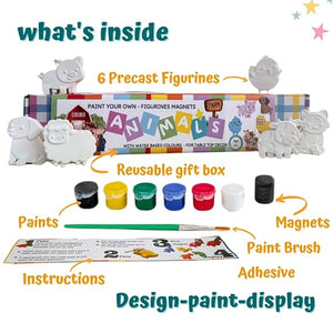 Craftopedia Paint Your Own Fridge Magnet Kit - Farm Animal Magnet - CR17T