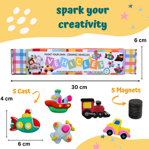 Craftopedia Paint Your Own Fridge Magnet Kit - Vehicles Magnet - CR16T