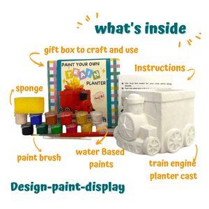 Craftopedia Paint Your Own Train Planter | DIY Art and Craft Kit - CR08T