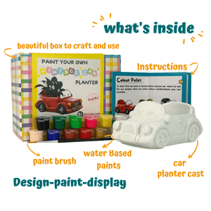 Craftopedia Paint Your Own Vintage Car Planter | DIY Art and Craft Kit - CR04T