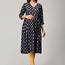 Crazy for Indigo Maternity and Nursing Anarkali Kurti - MEW-SK-BLENK-S