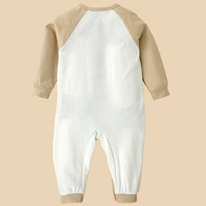 Cream 3D Eared Bear full sleeves jumpsuit Romper for tiny toddlers - 6 - 12 Months Kids Clothing