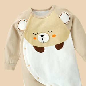 Cream 3D Eared Bear full sleeves jumpsuit Romper for tiny toddlers - 6 - 12 Months Kids Clothing