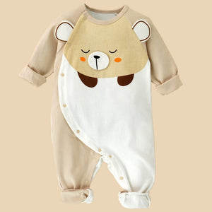 Cream 3D Eared Bear full sleeves jumpsuit Romper for tiny toddlers - 6 - 12 Months Kids Clothing