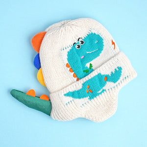 Cream 3d head and Tail Knitten woolen Winter Cap & Beanie, 3 - 10 Years - 3 - 10 Years Winter Wear