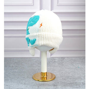 Cream 3d head and Tail Knitten woolen Winter Cap & Beanie, 3 - 10 Years - 3 - 10 Years Winter Wear