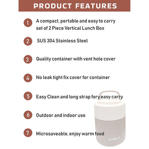 Cream and Dark Brown Stainless Steel Vertical Tiffin/Lunch Box - Little Surprise BoxCream and Dark Brown Stainless Steel Vertical Tiffin/Lunch Box