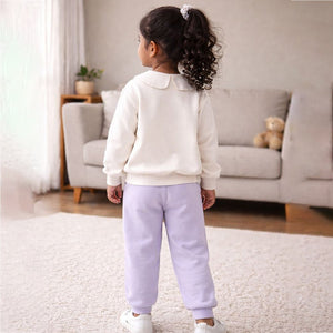 Cream and Purple Strawberry Print Sweatshirt & Pants 2pcs set for Kids - 2 - 3 Years Kids Clothing
