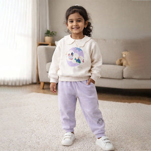 Cream and Purple Strawberry Print Sweatshirt & Pants 2pcs set for Kids - 2 - 3 Years Kids Clothing