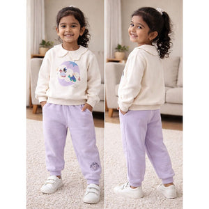 Cream and Purple Strawberry Print Sweatshirt & Pants 2pcs set for Kids - 2 - 3 Years Kids Clothing