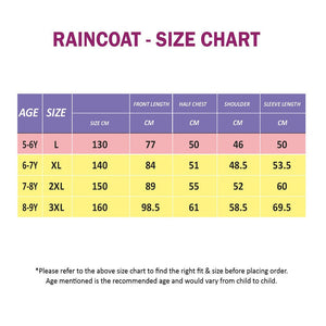 Cream Animal Print Knee Length Raincoat for Kids & Teens - 5 - 6 Years Monsoon Wear