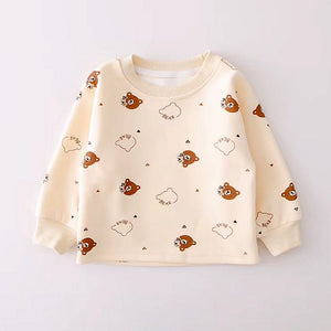Cream Baseball Bear Dungaree with tshirt, 2 Pcs Clothing Set For Toddlers And Kids - 1 - 2 Years Kids Clothing