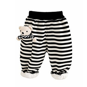 Cream & Black Pocket Bear fleece winter Tracksuit Set for Kids - 1 - 2 Years Kids Clothing