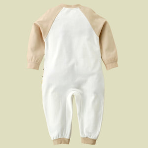 Cream Brown 3d Ear Reindeer theme full sleeves jumpsuit Romper for tiny toddlers - 6 - 12 Months Kids Clothing