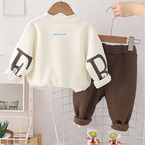 Cream & Brown Kids Teddy Soft Toy 2 Pcs Track Suit Set For Toddlers And Kids - 2 - 3 Years Kids Clothing