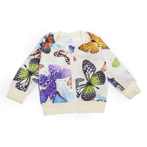 Cream Butterfly Kids Zipper Jacket and Track Pant set - L (2 - 3 Years)