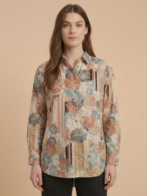 Cream Classic Maternity and Nursing Oversized Shirt - S Maternity and Nursing Tops