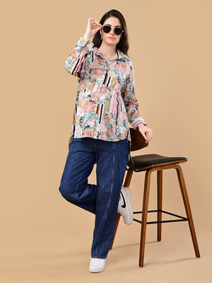 Cream Classic Maternity and Nursing Oversized Shirt - S Maternity and Nursing Tops