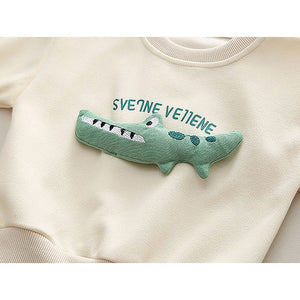 Cream Crocodile 2 pcs Track suit set for Toddlers/Kids - Little Surprise BoxCream Crocodile 2 pcs Track suit set for Toddlers/Kids