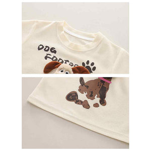 Cream Doggy Paw 2pcs Shorts set for Toddlers and Kids. - 2 - 3 Years Kids Clothing