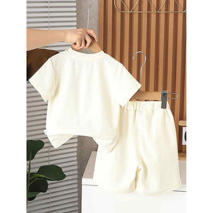 Cream Doggy Paw 2pcs Shorts set for Toddlers and Kids. - 2 - 3 Years Kids Clothing