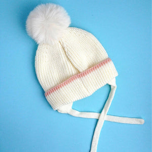 Cream Embroidered Rainbow Knitted Woolen Winter Cap/ Beanie for Kids, 3 - 10 Years - 3 - 10 Years Winter Wear