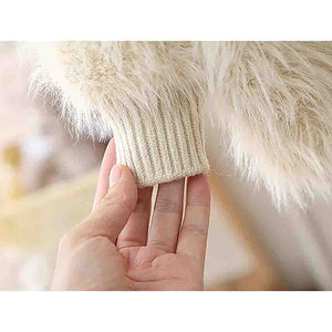 Cream Furry Knitted cardigan Sweater for Kids - 2 - 3 Years Winter Wear