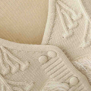 Cream Furry Knitted cardigan Sweater for Kids - 2 - 3 Years Winter Wear