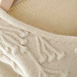 Cream Furry Knitted cardigan Sweater for Kids - 2 - 3 Years Winter Wear