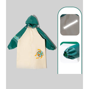 Cream & Green Dragon Ball Raincoat for Kids. - 5 - 6 Years Monsoon Wear