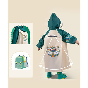 Cream & Green Dragon Ball Raincoat for Kids. - 5 - 6 Years Monsoon Wear