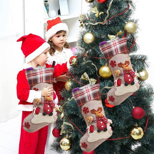 Cream Jute & Checks Style Rudolf & Gift - Little Surprise BoxCream Jute & Checks Style Rudolf & Gift