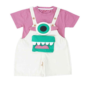 Cream One eye Monster, 2 pcs Dungary style set for Toddlers and Kids - 1 - 2 Years Kids Clothing