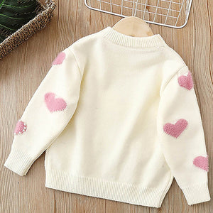 Cream Pearl Hearts Warmer cardigan Sweater for Kids - 2 - 3 Years Winter Wear